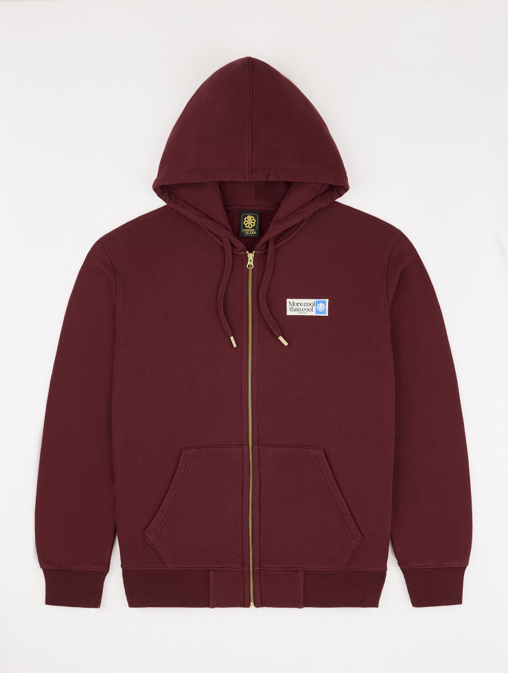 ZIP-UP HOODIE SWEATSHIRT "MORE COOL" IN SYRAH COLOR