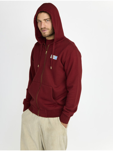 ZIP-UP HOODIE SWEATSHIRT "MORE COOL" IN SYRAH COLOR